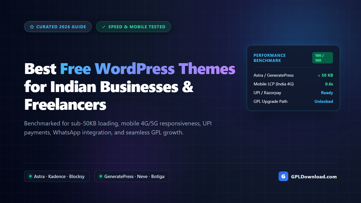 Best wp themes free for Indian small businesses and freelancers speed and performance benchmark